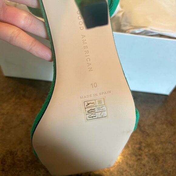 NWT Size 10 Good American Green Terry Cloth Heels - Picture 10 of 12